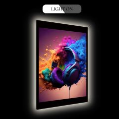 Chromatic Explosion Headphones LED Light Art | Colorful Smoke Music Studio Decor DLPG005