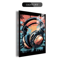 Golden Bass Beats Headphones LED Wall Art DLPG008 