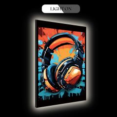 Golden Bass Beats Headphones LED Wall Art DLPG008 