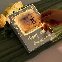 "Happy Anniversary" Custom Photo Frame LED Light-Up Vase DLZX004