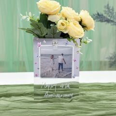 "Happy Anniversary" Custom Photo Frame LED Light-Up Vase DLZX004