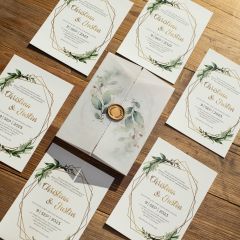 Botanical Gold Frame NFC Wax Seal Wedding Invitation DNFI004