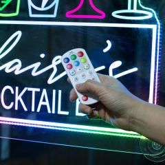 "Claire's Cocktail Bar" Custom Multi-Color LED RGB Sign DLLS002