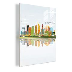 Customizable Cartoon NYC Skyline Wall Art & Desk Decor - LED Illuminated Vibrant Cityscape Design DLPW02