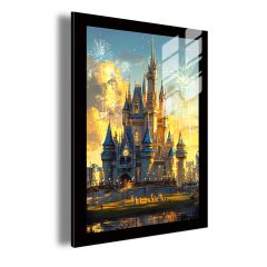 Enchanted Castle Under Fireworks Lighted Acrylic Wall Art DLPN202