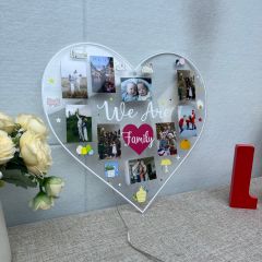 Enchanting Heart-Shaped Family LED Photo Collage Sign DLPS006