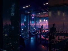 Futuristic City Panoramic High-Altitude Bar HD Mobile Lock Screen MWPL002