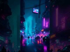 Cyberpunk Cool Neon Street Supercar HD Mobile Lock Screen MWPL010
