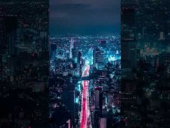 Epic Aerial Night View of Neon Megacity Skyline HD Mobile Lock Screen MWPL013