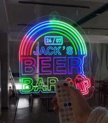 Custom "Jack's Beer Bar" LED RGB Sign for Pubs & Home Bars DLLS001