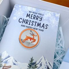 LED Light-Up Christmas Card - Reindeer & Mountain Scene with "Merry Christmas" Greeting DLCC006