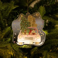 LED Light-Up Santa's Festive Ride Christmas Ornament DLGS47