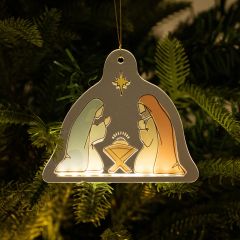  LED Lighted Nativity Scene Christmas Ornament - Holy Family Manger Decoration DLGS44
