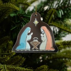  LED Lighted Nativity Scene Christmas Ornament - Holy Family Manger Decoration DLGS44