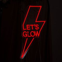 "LET'S GLOW" Lightning Bolt Neon Sign Party & Event Decor DLNW006