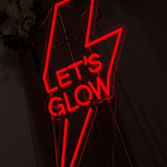 "LET'S GLOW" Lightning Bolt Neon Sign Party & Event Decor DLNW006