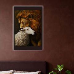 "The Lion and the Lamb" Peaceable Kingdom LED NFC Wall Art DLJD004