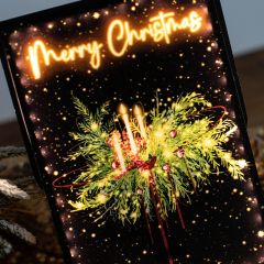 Merry Christmas Wreath Light Up Postcard Glowing Festive Card DLMC11