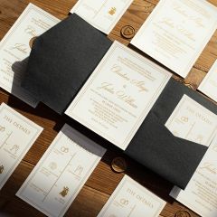 Modern NFC Wax Seal Wedding Invitation Card with Classic Gold Border DNFI005
