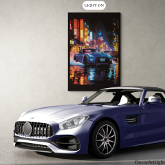 night-ride-in-a-blue-sports-car-lighted-acrylic-wall-art-dlpc03

