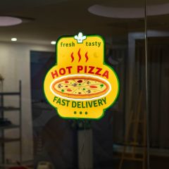 "Hot Pizza Fast Delivery" LED Sign for Pizzeria & Restaurant Decor DLLS007