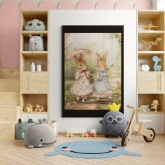 Rainy Day Rabbit Sisters Lighted Acrylic Wall Art DLF105
