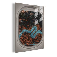 Winding Mountain Road from an Airplane Window Lighted Acrylic Wall Art DLP605