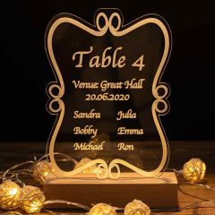 Illuminated Acrylic Table Number Sign YKTG03