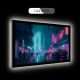 Cyberpunk Neon Downtown Futuristic Sports Car & Rainy Street Wall Art DLP816