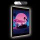 80s Synthwave Gas Station & Sports Car LED Acrylic Wall Art DLPG019