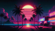 Neon Beach Sunset Retro Store Desktop Wallpaper 4K DWPG014
