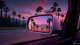 Retro Car Rearview Mirror Sunset Desktop Wallpaper DWPG021