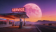 Giant Pink Moon Retro Gas Station Desktop Wallpaper DWPG022