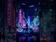 Futuristic Cyberpunk Street Night with Heroine and Retro Car HD Mobile Lock Screen MWPL011
