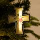 LED Botanical Cross Christmas Ornament - Poinsettia & Holly Lighted Decoration DLGS46