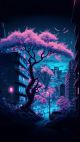 cyberpunk-glowing-sakura-tree-night-mobile-wallpaper-mwpg006

