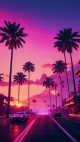 Retro Miami Aesthetic Palm Trees Phone Wallpaper MWPG019