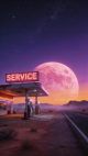 Surreal Giant Moon Retro Aesthetic Phone Wallpaper MWPG022