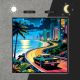 Pixel Art Tropical Coastal Road Night Teal Green Palm Trees Light Box DLPDG069